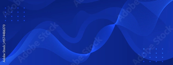 Obraz Abstract blue wavy lines and dots ideal for modern designs, backgrounds, digital art, branding, and web designs with a minimalist touch.