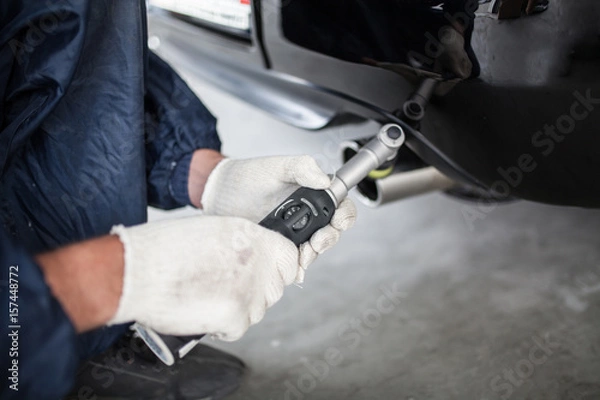 Fototapeta Sports car in a workshop