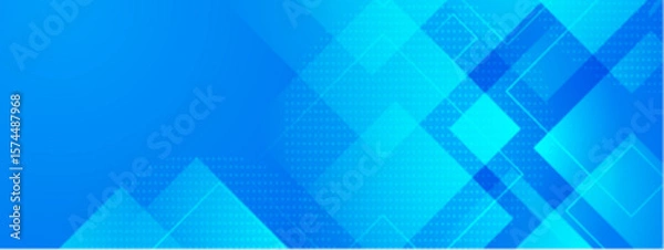 Fototapeta Abstract blue geometric design with squares and dots; suitable for tech websites, digital backgrounds, and modern graphic design projects.