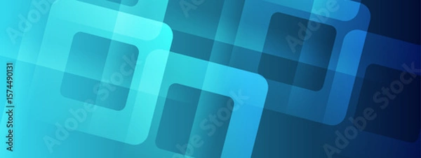 Obraz Overlapping translucent blue squares abstract design suitable for backgrounds, graphic design, web elements, tech themes, modern concepts, artistic projects.
