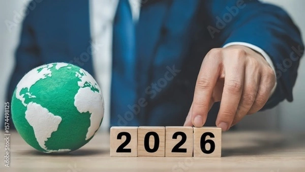 Obraz Planning for the year 2026 and sustainability with a world globe