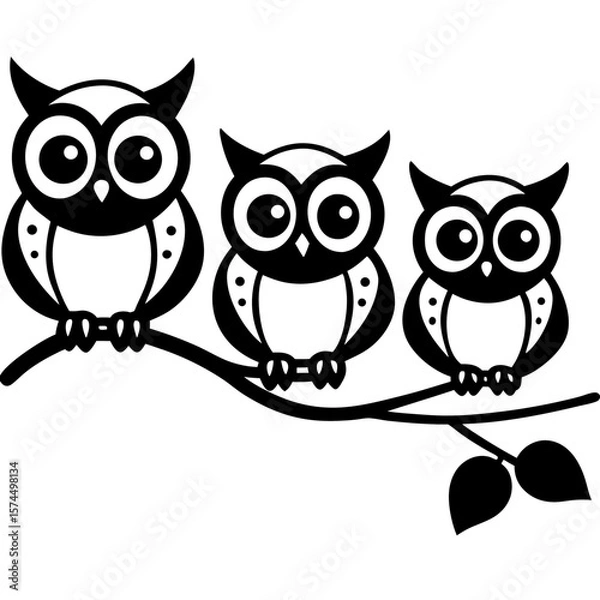 Obraz  owls sitting on branch