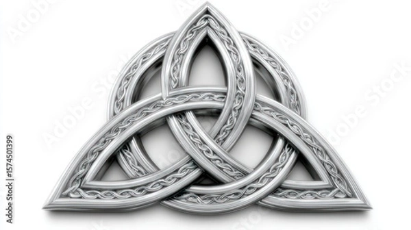 Obraz Intricate metallic Celtic knot on white background