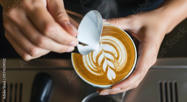 Obraz Latte art creation by barista