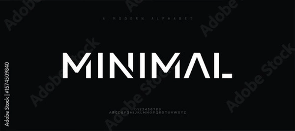 Obraz Minimal tech font alphabet logo. Typography modern urban sans serif digital fashion future creative logos fonts. vector illustration
