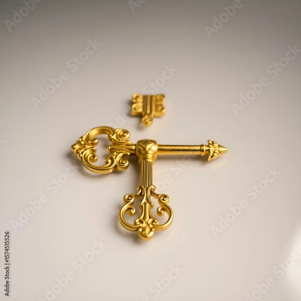 Obraz Old Keys (clipping path all) isolated on white background Old Keys (clipping path all) isolated on white background