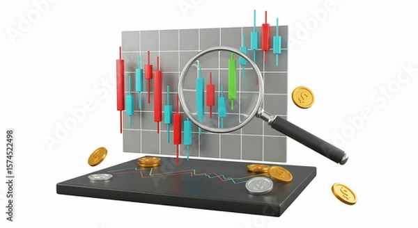 Fototapeta Stock Market Analysis with Candlestick Chart