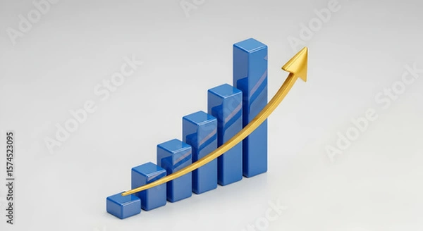 Fototapeta Business Growth Chart with Golden Arrow