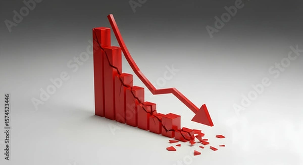 Fototapeta Breaking Down: Economic Recession Graph