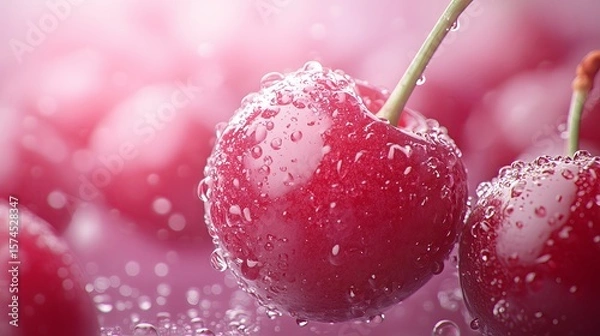 Fototapeta Pattern of red freshness cherries