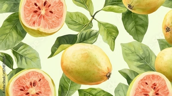 Fototapeta Guava pattern on colourful background