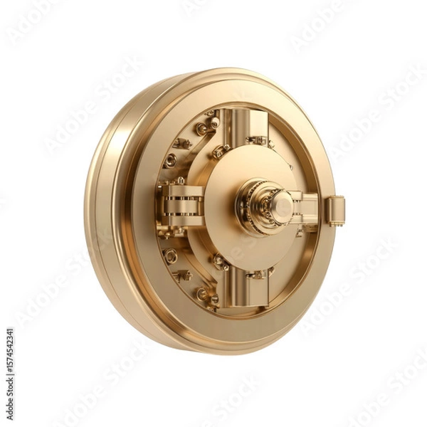 Obraz Intricate gold bank vault door with detailed design elements and metallic finish