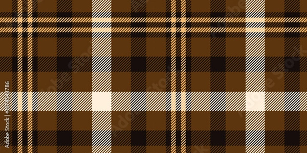 Fototapeta A seamless brown and black tartan plaid pattern with warm, rich tones and bold lines, ideal for rustic textiles, decor, and autumn themes.