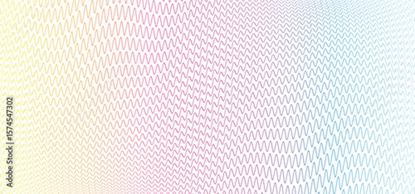 Fototapeta Wave safety, security lines. Passport, diplomas, voucher, banknotes or certificates template. Guilloche pattern, poligonal lines. Soft rainbow, wavy stripes. Watermark, ticket or label. Line waves.
