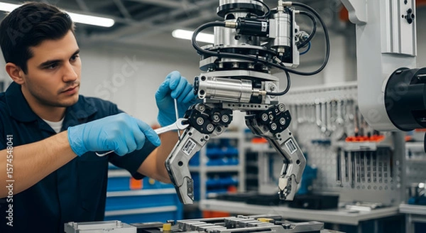 Obraz Technician fixing robotic arm