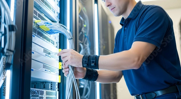 Obraz Technician working on server equipment