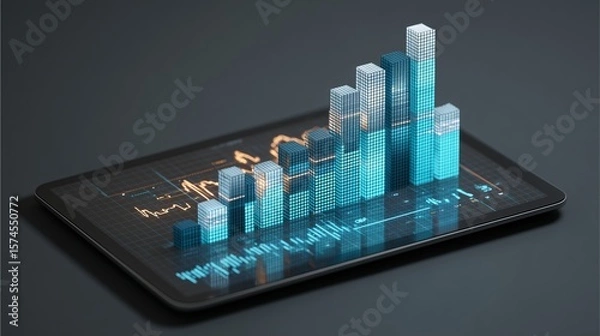Fototapeta Digital Growth: A modern graphic depicting the dynamic world of business, where data and insights intersect, growth. the future of finance through innovative data visualizations.
