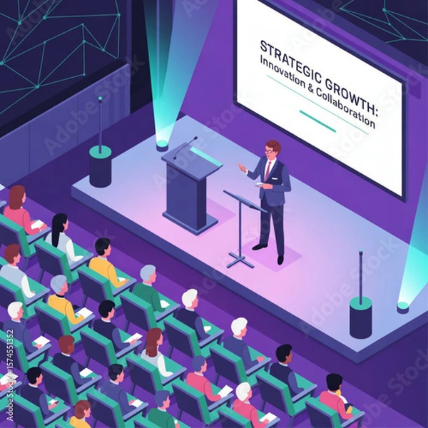 Obraz Business Conference Presentation Isometric Illustration