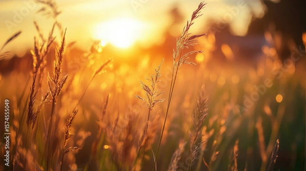 Obraz wheat field at sunset