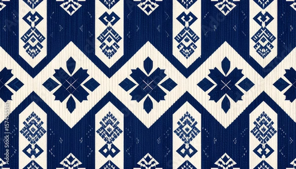 Fototapeta Seamless pattern of minimal navy and white color palette