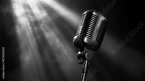 Obraz microphone on black background