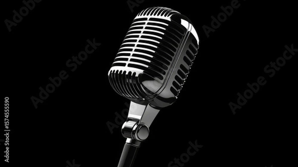 Obraz retro microphone isolated on black