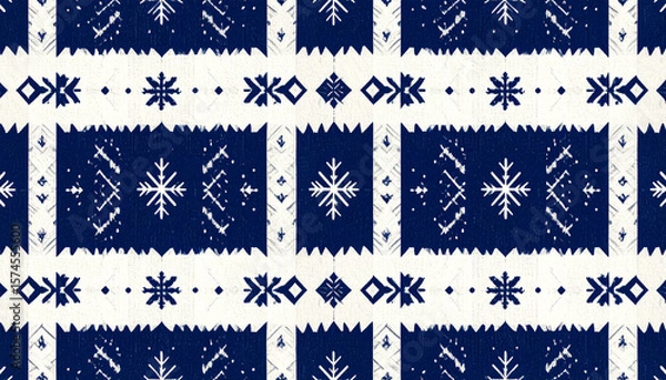 Fototapeta Seamless pattern of minimal navy and white color palette