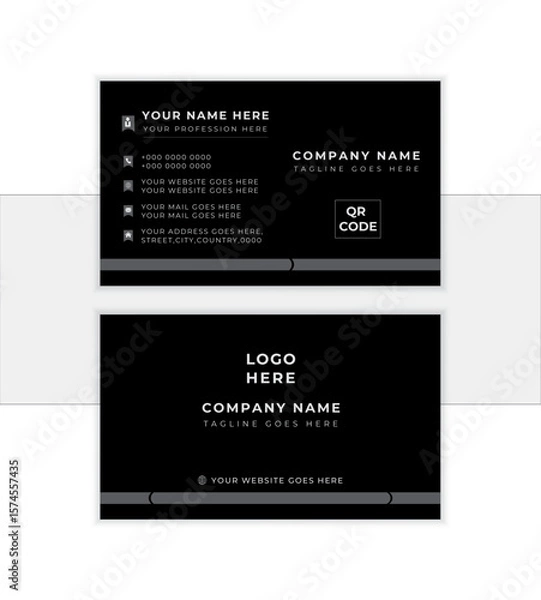Fototapeta Double-sided Corporate Modern and Creative business card template. landscape orientation. Luxury and elegant business card. stylish business card vector design. visiting card. print template.
        