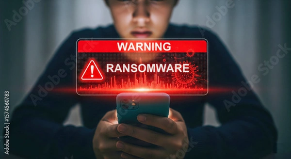 Fototapeta Warning Alert On Ransomware Cybersecurity Threat