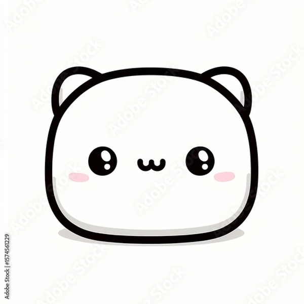 Fototapeta Cute Kawaii Cartoon Bear Face with Adorable Expression