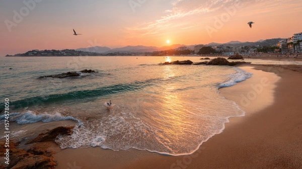 Obraz experience breathtaking beauty of summer sunsets on beaches around world where vibrant colors blend in sky