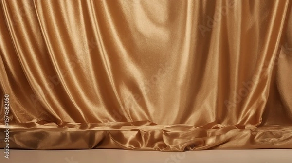 Fototapeta Gold product background stand or podium pedestal on luxury advertising display with blank backdrops. 3D rendering 