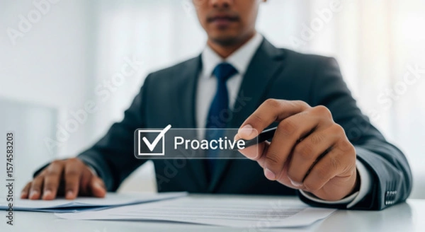 Fototapeta Businessman Selecting Proactive Approach In Office