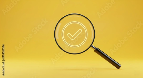 Fototapeta Magnifying Glass Highlighting Check Mark Symbol