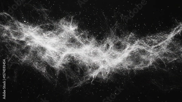 Fototapeta Abstract design of white filaments on a dark background.