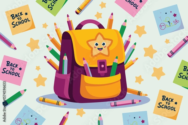 Obraz Back to School Doodle Pattern Set
