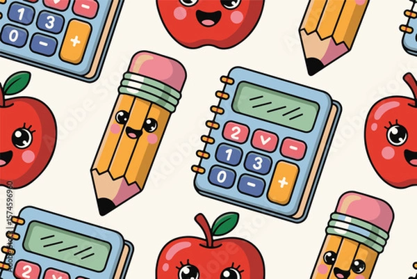 Obraz Back to School Doodle Pattern Set