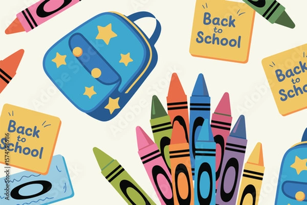 Obraz Back to School Doodle Pattern Set