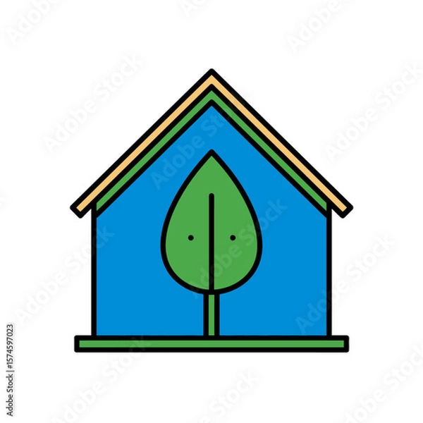 Obraz Leafy home showcases nature inside minimalist style illustration