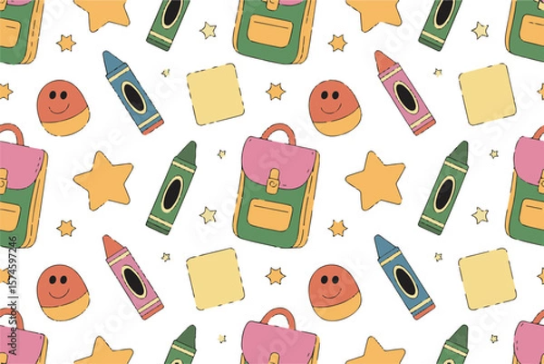 Obraz Back to School Doodle Pattern Set