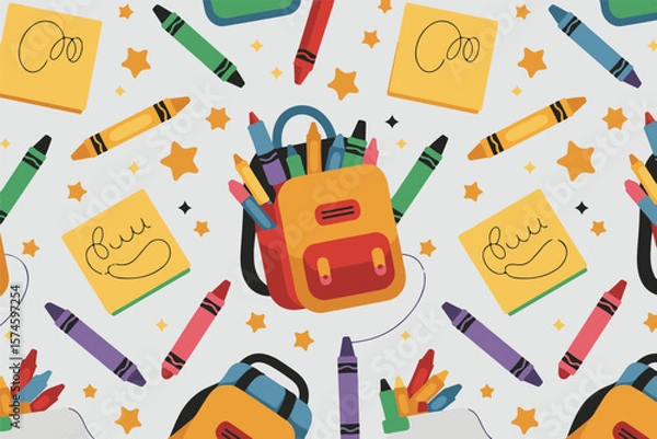 Obraz Back to School Doodle Pattern Set
