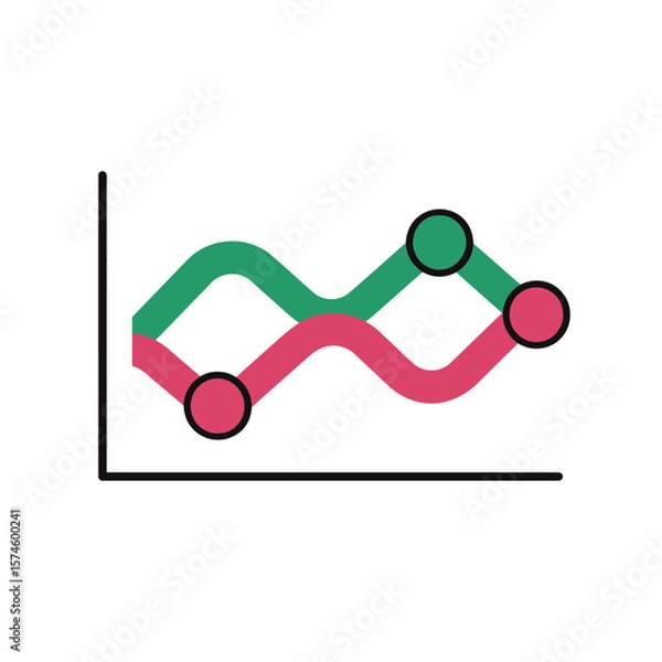 Obraz Line graph displays trends minimalist white background