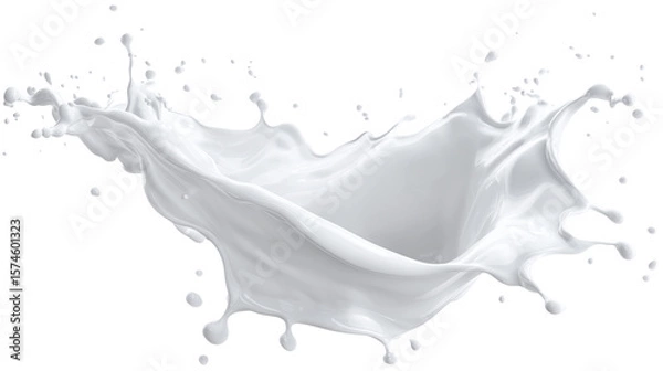 Fototapeta Natural image of milk splash, dairy product, healthy drink, rich in calcium, ideal for baking and advertising, on transparent background.