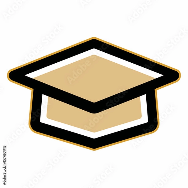 Obraz Graduation cap represents success achievement against plain background