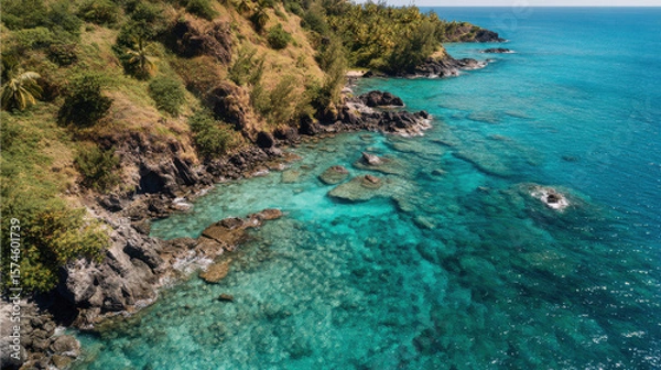 Fototapeta capture stunning aerial view of vast ocean waters and serene marine environments showcasing intricate beauty of
