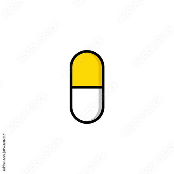 Obraz Yellow capsule floats against plain white backdrop illustration