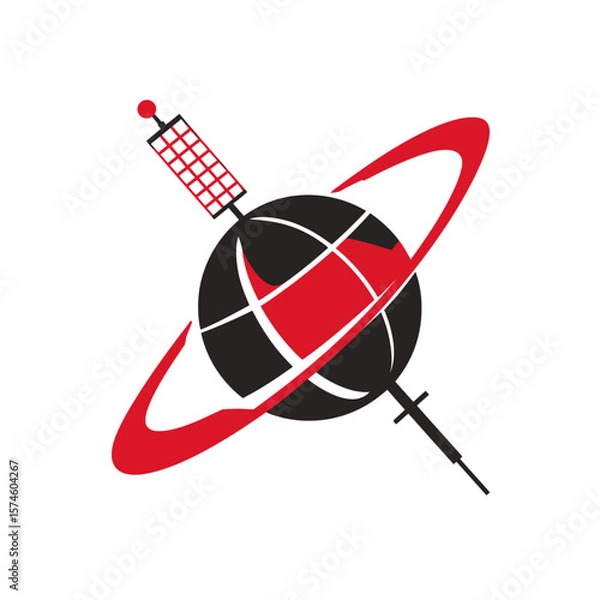 Obraz Global satellite orbits communication around digital earth graphic isolated
