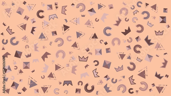Fototapeta Peach geometric pattern with crowns. Vector illustration for presentation, creative project, and poster.