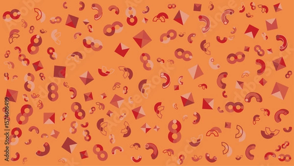 Fototapeta Abstract pattern of red shapes on orange. Vector illustration for presentation, creative project, and poster.
