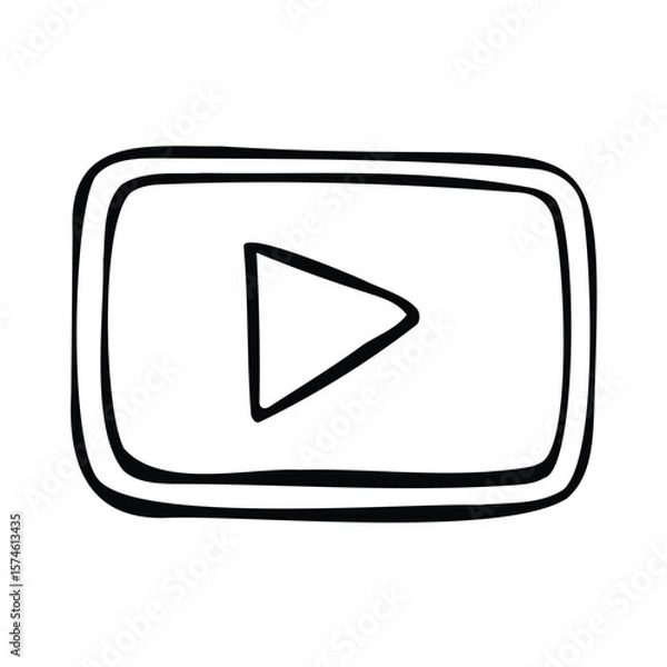 Obraz A simple sketched image featuring a media player button symbol